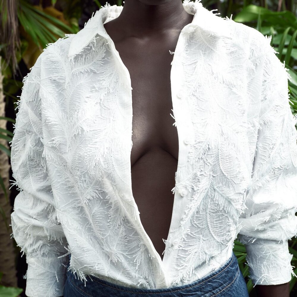 Zara Fringed Button Down Shirt